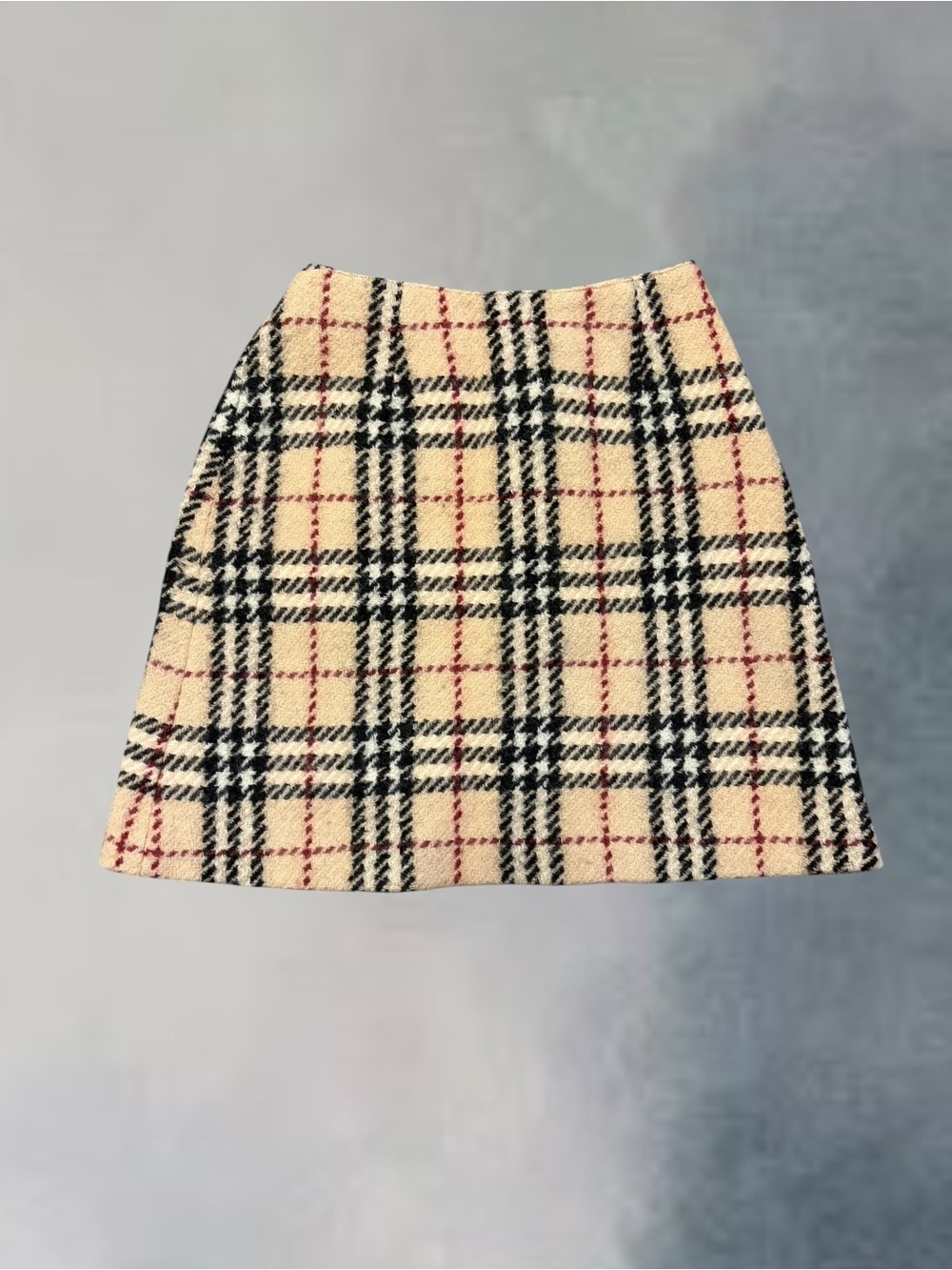 Burberry woolClassic Plaid A-Line Skirt in Cream and Black
